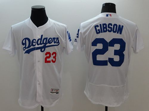 Dodgers #23 Kirk Gibson White Flexbase Authentic Collection Stitched MLB Jersey - Click Image to Close